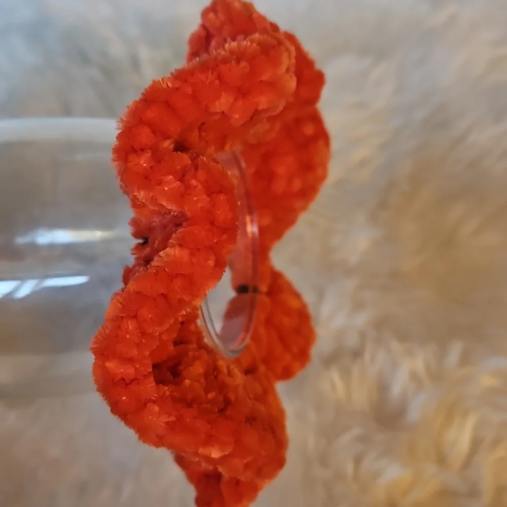 Handmade Tie Coral Concerto Crochet Scrunchie Ballerina Hair Accessory Chenille